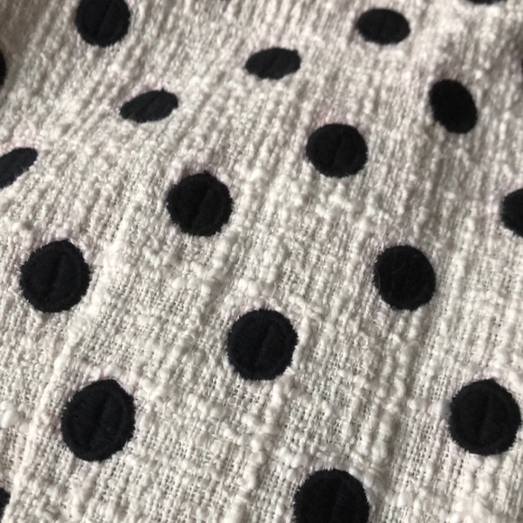 J CREW White Navy Polka Dot Cotton Tweed Band Waist Sheath Dress 4T - Picture 8 of 9